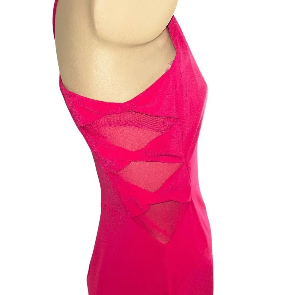 Halston Twist Mesh Insert Gown In Fuchsia 4 Women… - image 6